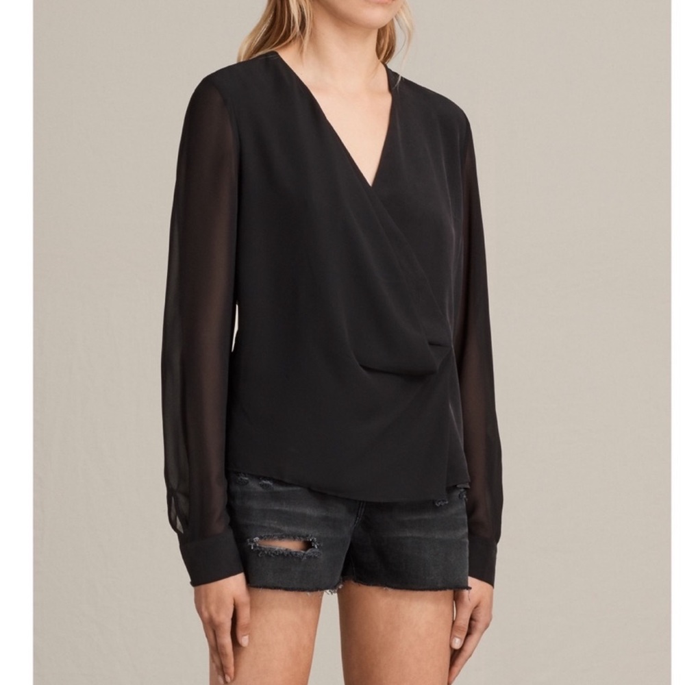 AllSaints Faux Wrap Top Size 6